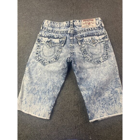 True Religion Straight Mens 100% Cotton Acid Washed Cut Off Shorts Size 30 Blue - Picture 1 of 9